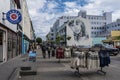 View of Hafnarstraeti street in Akureyri city, the Capital of Nordurland eystra region in North of Iceland